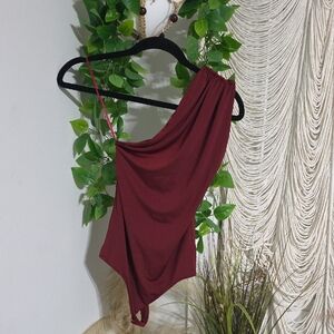 Express Deep Red One-Shoulder Bodysuit
